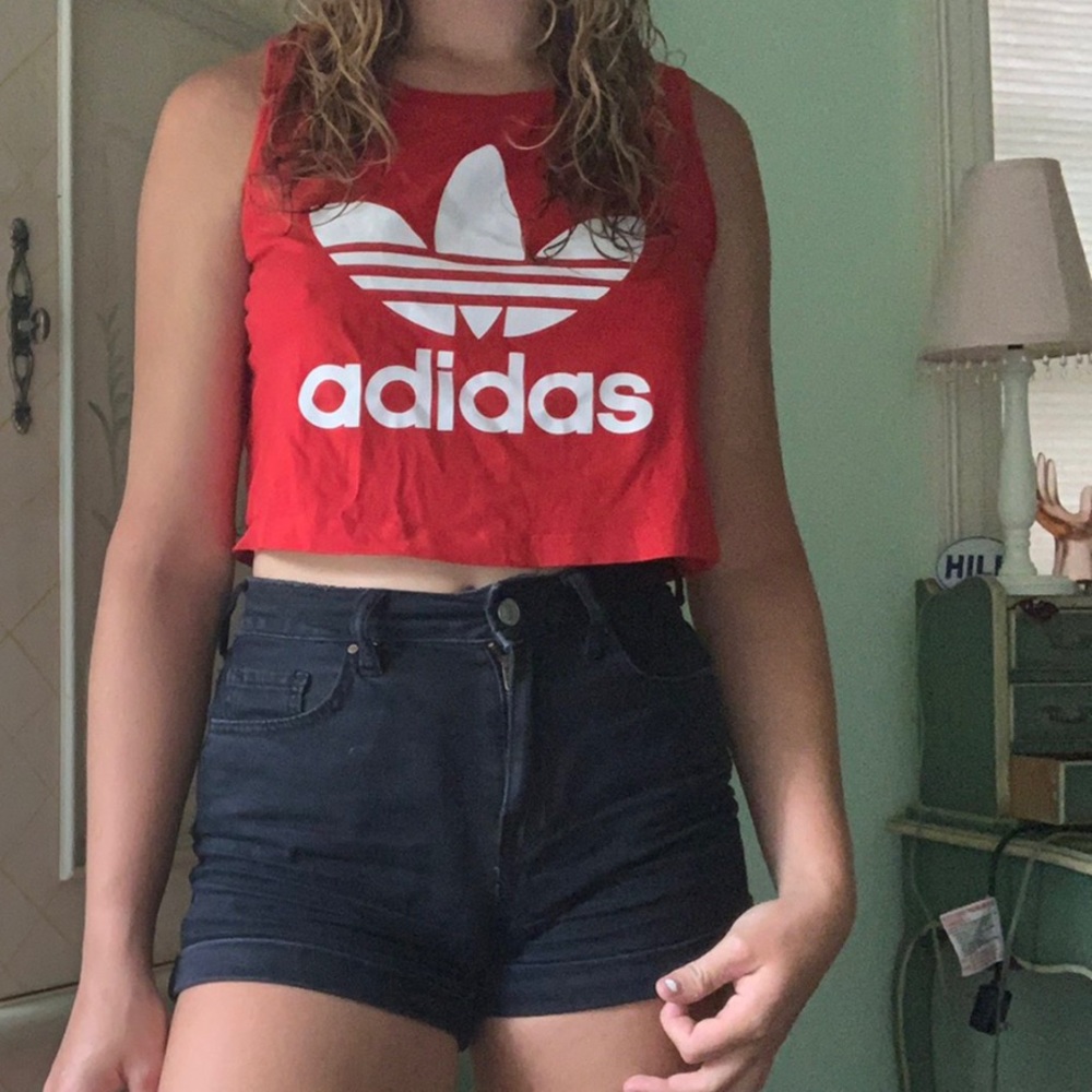 Adidas Red Cropped Muscle Tee